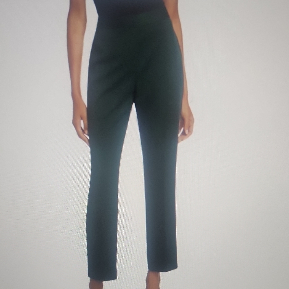 Elie Tahari Emmy Flat Front Pleated Straight Leg Trousers Emerald Green Size 6